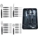 Kit Faqueiro Berlim Preto Inox 24 Pçs C/ 1 Porta Talheres