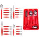 Kit Faqueiro Berlim Vermelho Inox 24 Pçs C/ 1 Porta Talheres