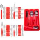 Kit Faqueiro Berlim Vermelho Inox 72 Pçs C/ 3 Porta Talheres