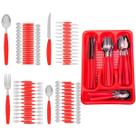 Kit Faqueiro Berlim Vermelho Inox 96 Pçs C/ 4 Porta Talheres
