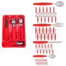 Kit Faqueiro Inox Berlim 48 Pçs C/ 2 Porta Talheres Vermelho