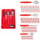 Kit Faqueiro Inox Berlim 96 Pçs C/ 4 Porta Talheres Vermelho