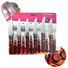 Kit Faqueiro para Churrasco 12 Talheres Inox com Cabo de Madeira Em Casa Tem Kit Faqueiro para Churrasco 12 Talheres Inox com Cabo de Madeira Em Casa Tem