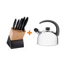 Kit - Faqueiro Plenus 6 Peças + 1 Chaleira Em Aço Inox 2,1lts Com Apito - Tramontina