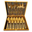 Kit Faqueiro Talheres Com Maleta 24 Peças Em Inox C/ Dourado Kit Faqueiro Talheres Com Maleta 24 Peças Em Inox C/ Dourado