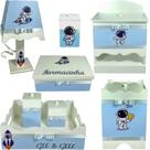 Kit farmacinha Higiene bebê Mdf menino 8 pçs - Astronauta Azul BB
