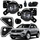 Kit Farol Auxiliar de Milha LED T-Cross Higiline 2025+ Grade Preta Friso Cromado + Botão Original