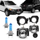 Kit Farol Auxiliar de Milha Uno/Strada Working 2011 à 2014 + Lâmpadas H1 8500k Super Brancas