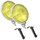 Kit Farol Auxiliar Milha Amarelo Lente Raiada + Suporte De Farol Neblina Fusca Opala