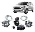 Kit farol auxiliar milha ford novo ka 2015 a 2018 botão moldura orinal grade cromada