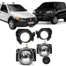 Kit Farol Auxiliar Uno/Strada Working 2011 2012 2013 2014 com Suporte Botão Tic Tac sem Led - Suits