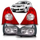 Kit farol clio hatch 2006 2007 2008 2009 2010 2011 mascara cinza + lanterna bicolor