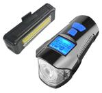 Kit Farol De Bike Lanterna Traseira E Velocimentro Usb T6