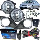 Kit farol de milha auxiliar completo toyota corolla 2009 2010 2011 com aro cromado com botão modelo original