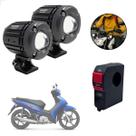 Kit Farol de Milha Auxiliar Neblina Led 30w 12v + Botão On/ Off Usb Honda Biz 125 2001 até 2019