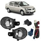 Kit farol de milha clio sedan 2003 2004 2005 a 2012 vidro