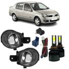 Kit farol de milha clio sedan 2003 a 2012 vidro + h11 led