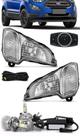 Kit Farol de Milha Neblina Ford Nova Ecosport 2017 2018 2019 2020 - Botão Painel + Kit Lâmpada Super LED 6000K