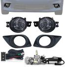 Kit Farol de Milha Neblina Versa 2012 a 2014 - Botão Modelo Painel + Kit LED