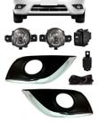 Kit Farol de Milha Neblina Versa 2015 a 2020 Com Molduras Externas - Botão modelo Painel