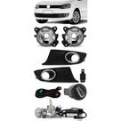 Kit Farol de Milha Neblina Vw Fox e Spacefox 2010 2011 2012 2013 2014 - Botão Painel Redondo + Kit Lâmpada Super LED 6000K