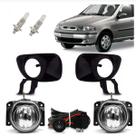 Kit farol de milha palio 2001 a 2003 preto com chicote e botão universal com lampada