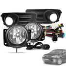 Kit Farol de Milha Palio Fire Economy 2010 a 2017 Botão Universal Moldura Preto