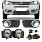 Kit Farol de Milha Palio Way 2015 a 2017 Palio Economy 2014 a 2016 com Grade Moldura Cinza Aro Cromado Auxiliar Neblina