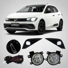 Kit farol de milha vw polo track 2023 2024 2025 2026 botão original