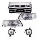 Kit Farol Duplo Cromado e Milhas Gol Saveiro Parati G3 1999 a 2005 Foco Duplo