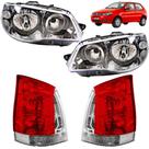 KIT Farol Lanterna Palio 2004 2005 a 2016 Máscara Cromada Aro Preto CRI