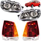 KIT Farol Lanterna Palio 2004 2005 a 2016 Máscara Cromada Aro Preto TRI