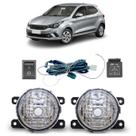 Kit Farol Milha Auxiliar Argo 2017 2018 2019 2020 Completo Lente Lisa Acrílico Botão Universal