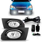 Kit Farol Milha Auxiliar Civic 2001 2002 2003 Com Grade Preta