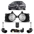 Kit Farol Milha Auxiliar Completo Lisa Acrílico Par Lâmpada H27 Sonic 2012 2013 2014