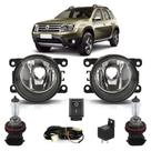 Kit Farol Milha Auxiliar Completo Par Lâmpada H11 Duster 2011 2012 2013 2014 2015 2016 2017 2018 2019 Lente Lisa Acrílico