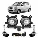 Kit Farol Milha Auxiliar Completo Par Lâmpada H27 Picanto 2009 2010 2011 Lente Lisa Acrílico