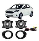 Kit Farol Milha Auxiliar Ka 2015 16 17 2018 Com Grade Preto Kit Farol Milha Auxiliar Ka 2015 16 17 2018 Com Grade Preto