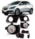 Kit Farol Milha Auxiliar Onix 2016 2017 Com Grade Preto