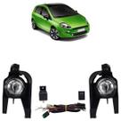 Kit Farol Milha Auxiliar Punto 2012 2013 2014 2015 2016 Lente Lisa Vidro Botão Modelo Universal