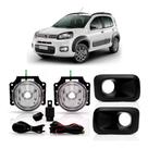 Kit Farol Milha Auxiliar Uno 2017 A 2018 com Moldura e Chicote