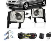 Kit farol milha chevrolet montana 2003 a 2012 vidro - ai + lâmpadas h3 super branca 55 wts