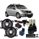 Kit Farol Milha Citroen C3 2009 a 2013 Super Led 8000k Vidro