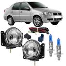 Kit farol milha fiat siena 2001 a 2012 vidro e super branca