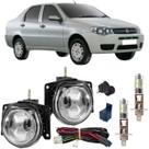 Kit farol milha fiat siena g3 2003 ate 2012 com led vidro