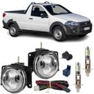 Kit farol milha fiat strada freedom 2019 2020 com led vidro