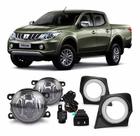 Kit Farol Milha Mitsubishi L200 Triton 2017 2018 Aro Cinza