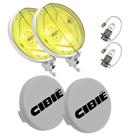 Kit Farol Milha Neblina Auxiliar Metal Cromado Lente Lisa Âmbar Vidro Capa Cibie Branca Lâmpada Gol