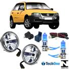 Kit farol milha superior saveiro surf g4 e super brancas