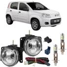 Kit farol milha uno vivace 2011 ate 2016 com led vidro